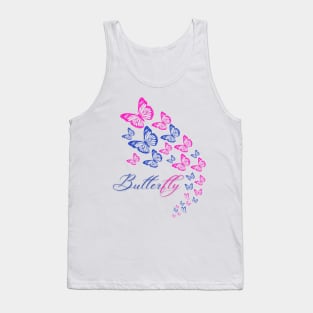 BLUE AND PINK BUTTERFLY Tank Top